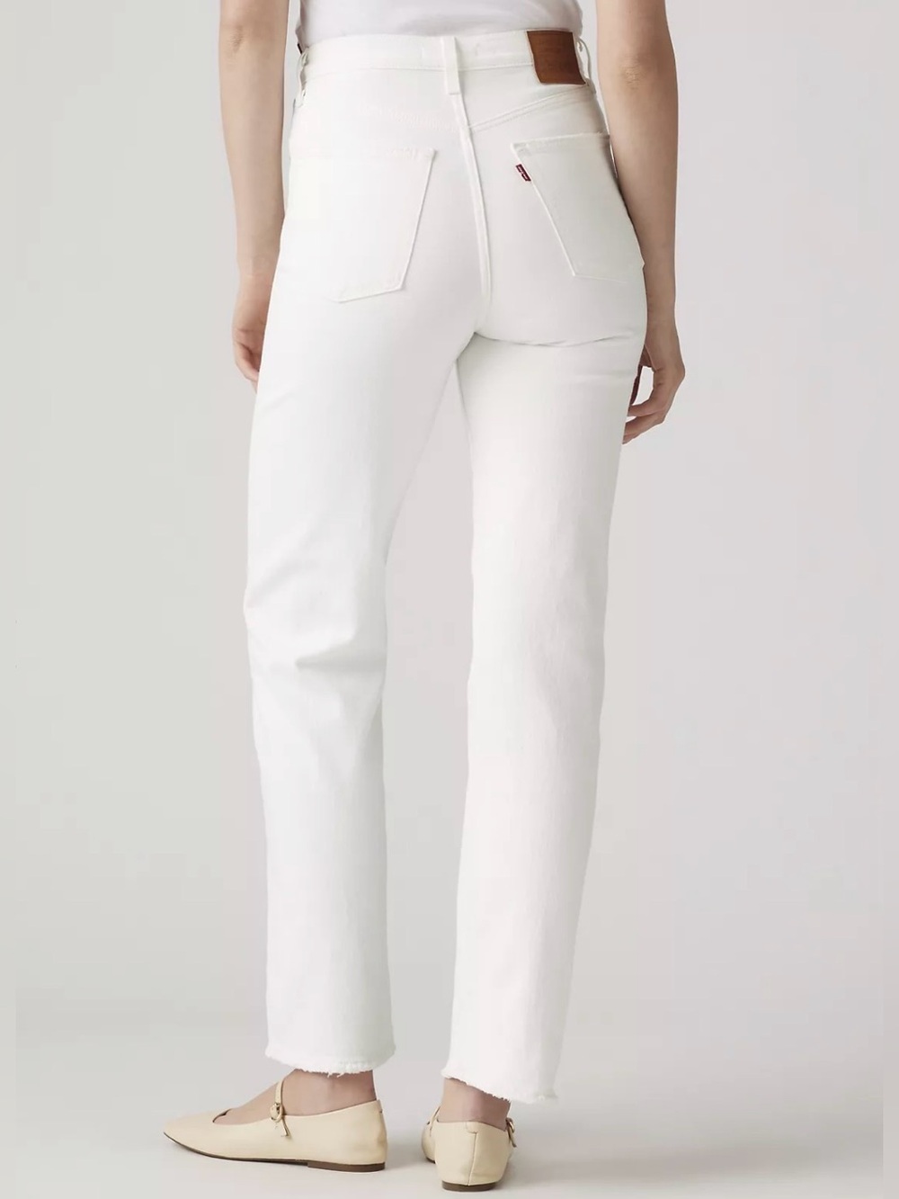 Levis Ribcage Straight Ankle, Cream, High Rise, Button Fly, Size 28